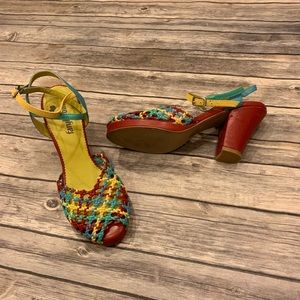 Anthropologie Farylrobin multicolor lattice heels